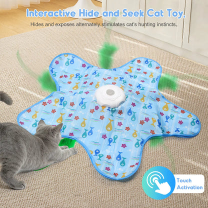 Interactive Unpredicatable Moving Feather Hunting Cat Toy , Hide and Seek Rechargeable Cat Toy for Bored Cat,Automatic Chargeable，Indoor Exercise & Boredom Relief for All Breeds Cats , #Summerwins #Dealsforyoudays