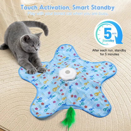 Interactive Unpredicatable Moving Feather Hunting Cat Toy , Hide and Seek Rechargeable Cat Toy for Bored Cat,Automatic Chargeable，Indoor Exercise & Boredom Relief for All Breeds Cats , #Summerwins #Dealsforyoudays