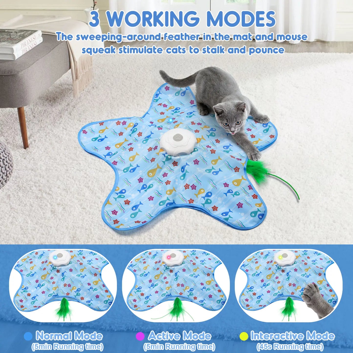 Interactive Unpredicatable Moving Feather Hunting Cat Toy , Hide and Seek Rechargeable Cat Toy for Bored Cat,Automatic Chargeable，Indoor Exercise & Boredom Relief for All Breeds Cats , #Summerwins #Dealsforyoudays