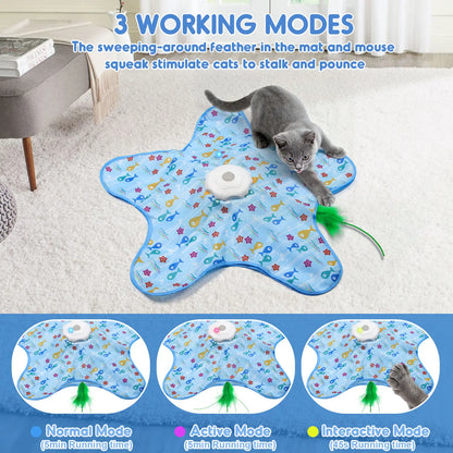 Interactive Unpredicatable Moving Feather Hunting Cat Toy , Hide and Seek Rechargeable Cat Toy for Bored Cat,Automatic Chargeable，Indoor Exercise & Boredom Relief for All Breeds Cats , #Summerwins #Dealsforyoudays